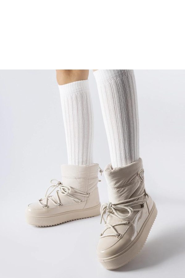 Beige Snow Boots in Women`s Ankle Boots & Booties with Heel Height