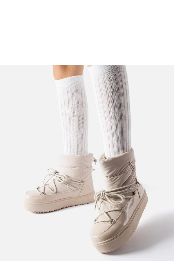 Beige Snow Boots in Women`s Ankle Boots & Booties with Heel Height