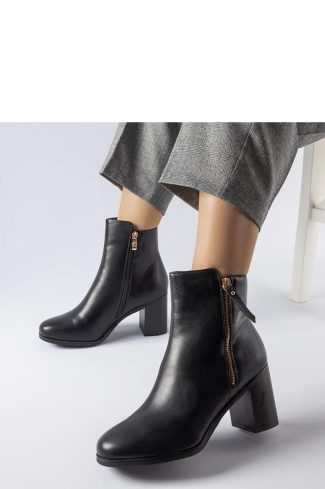 1054180 Black Heel Boots in Women`s Ankle Boots & Booties with Fabric and Heel Height