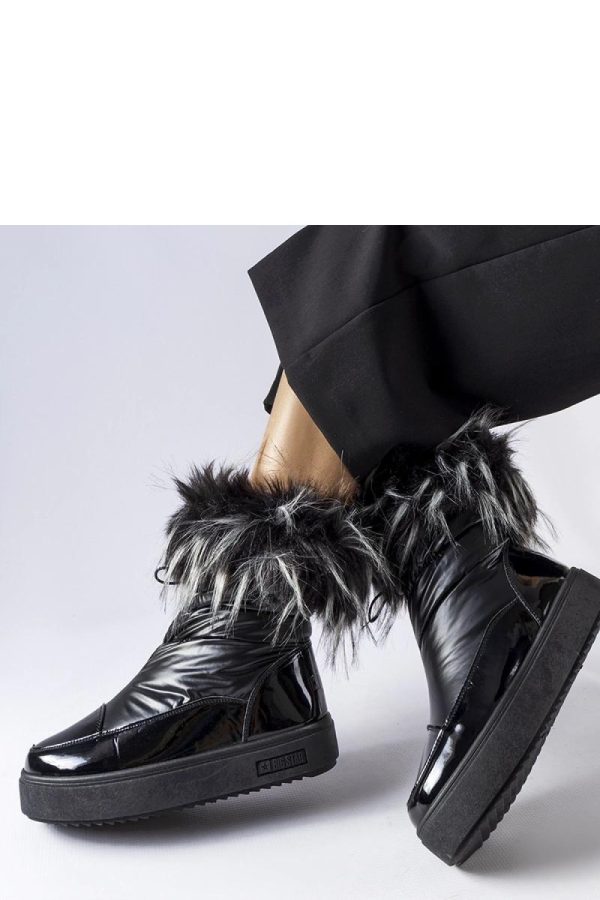 Black Snow Boots in Women`s Ankle Boots & Booties with Fabric and Heel Height