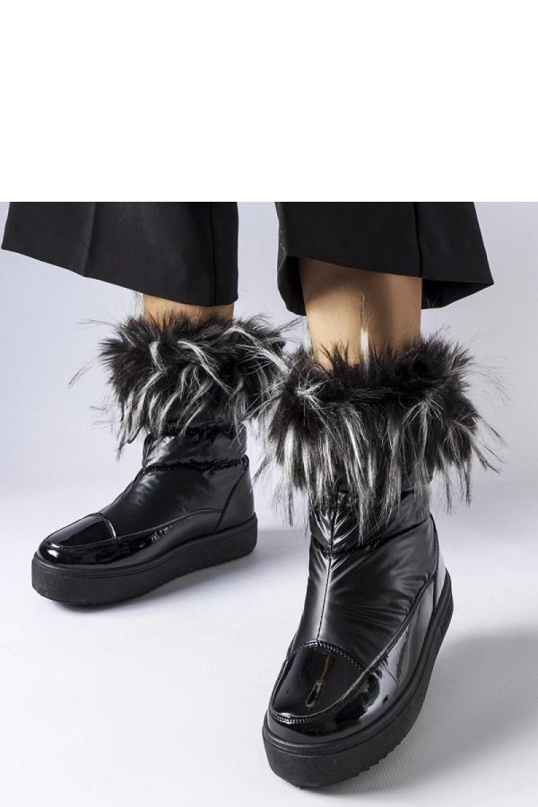 Black Snow Boots in Women`s Ankle Boots & Booties with Fabric and Heel Height