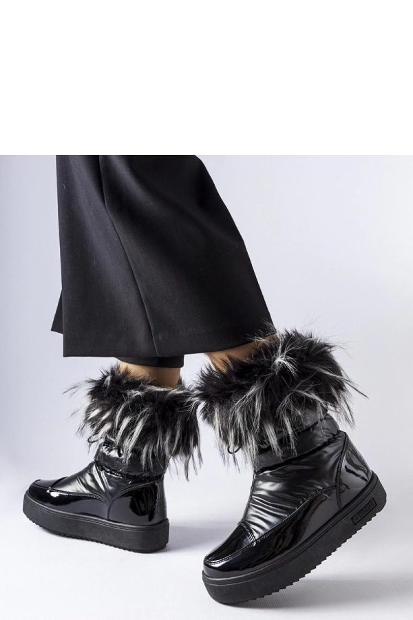 Black Snow Boots in Women`s Ankle Boots & Booties with Fabric and Heel Height