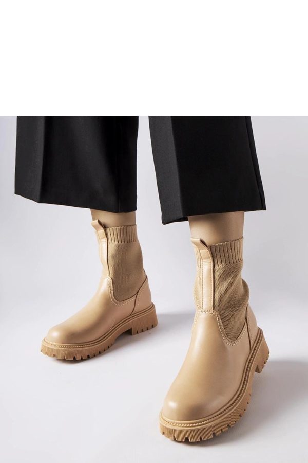 Beige Boots.Fabric and Heel Height