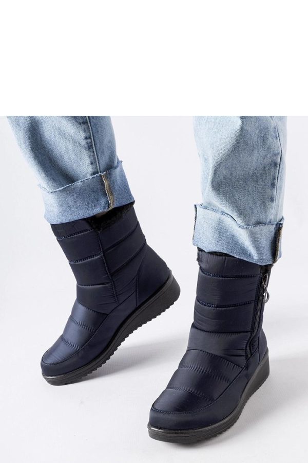 Blue Snow Boots..Fabric and Heel Height