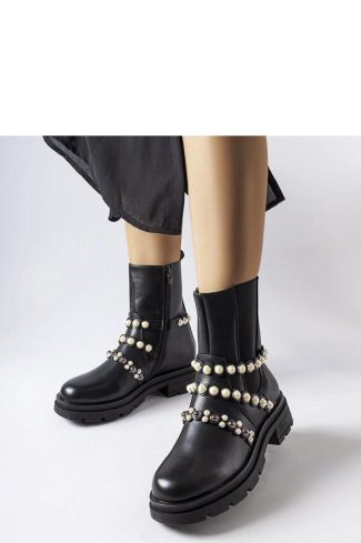 1054256 Black Boots in Women`s Ankle Boots & Booties with Fabric and Heel Height