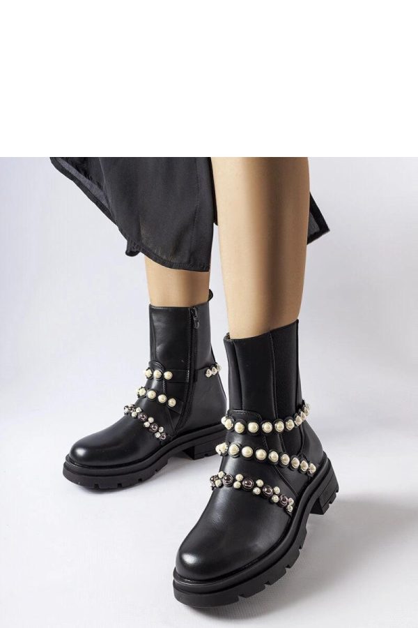 Black Boots in Women`s Ankle Boots & Booties with Fabric and Heel Height