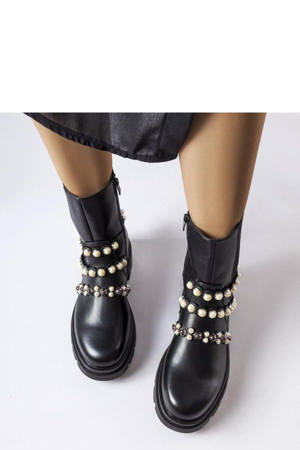 Black Boots in Women`s Ankle Boots & Booties with Fabric and Heel Height
