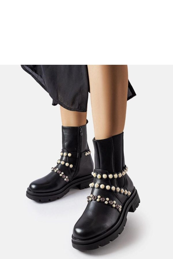 Black Boots in Women`s Ankle Boots & Booties with Fabric and Heel Height