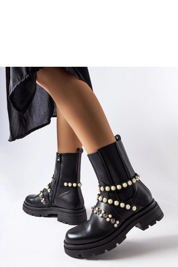 Black Boots in Women`s Ankle Boots & Booties with Fabric and Heel Height