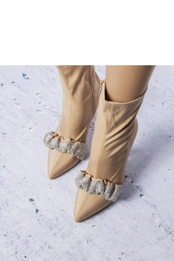 Beige Heel Boots....Fabric and Heel Height