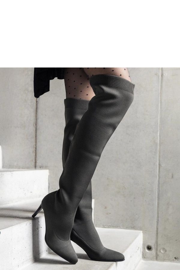 Green Stiletto Heeled Boots..Fabric and Heel Height