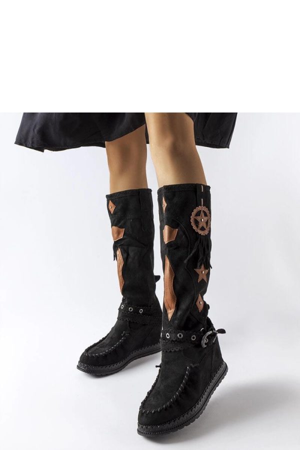 Black Buskin Boots..Fabric and Heel Height