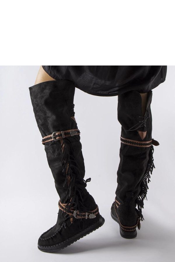 Black Buskin Boots..Fabric and Heel Height