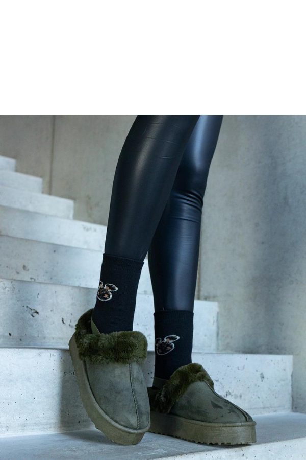 Green Snow Boots.Fabric and Heel Height