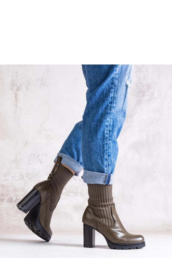 Green Heel Boots.Fabric and Heel Height