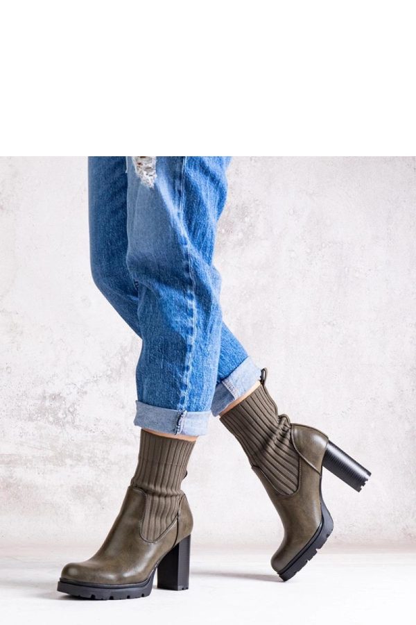 Green Heel Boots.Fabric and Heel Height