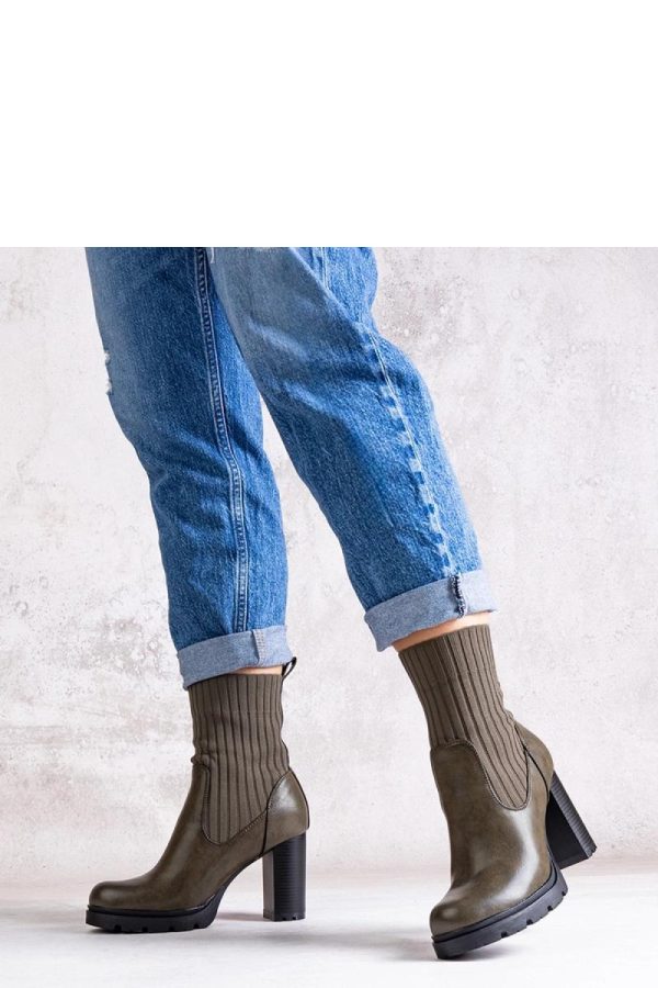 Green Heel Boots.Fabric and Heel Height