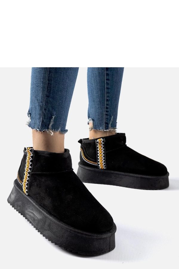 Black Snow Boots in Women`s Ankle Boots & Booties with Fabric and Heel Height