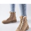Beige Boots in Women`s Ankle Boots & Booties with Fabric and Heel Height