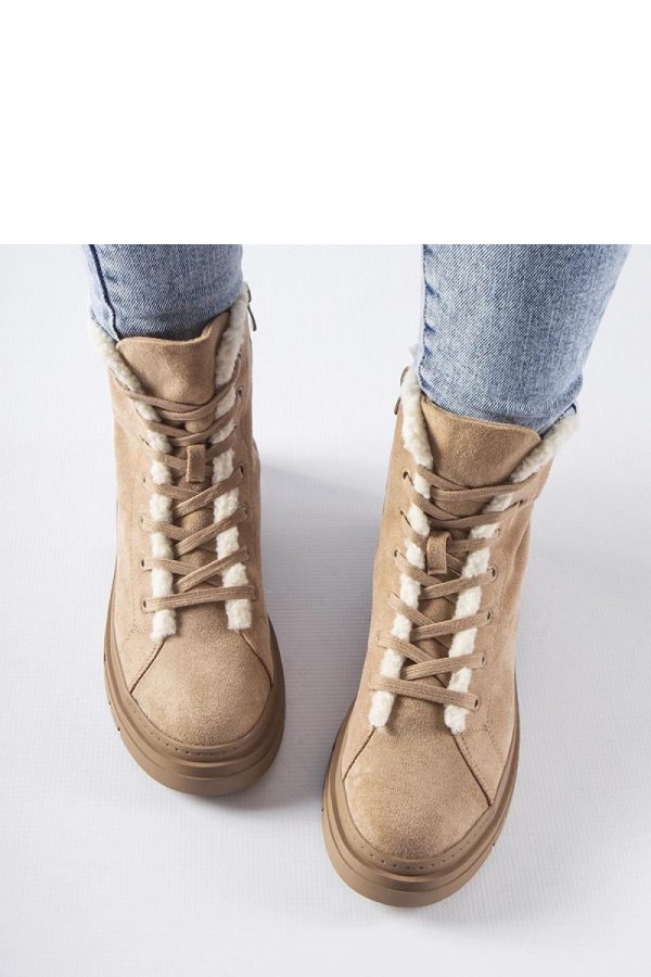 Beige Boots in Women`s Ankle Boots & Booties with Fabric and Heel Height