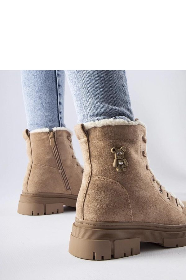 Beige Boots in Women`s Ankle Boots & Booties with Fabric and Heel Height