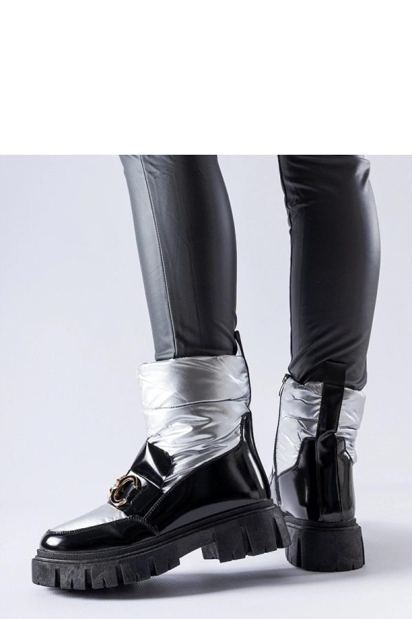 Grey Snow Boots in Women`s Ankle Boots & Booties with Fabric and Heel Height