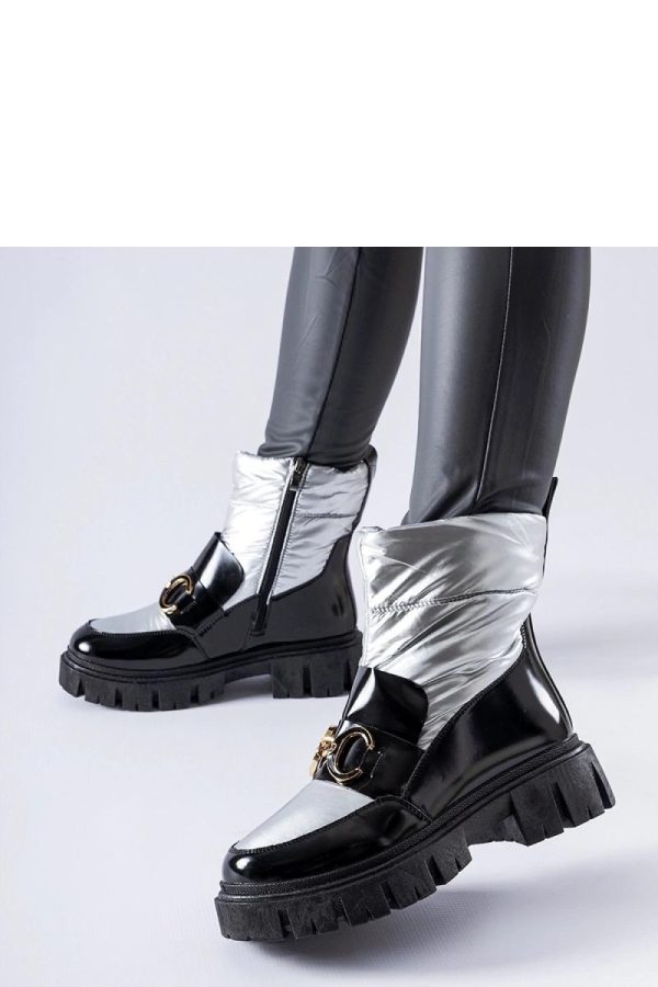 Grey Snow Boots in Women`s Ankle Boots & Booties with Fabric and Heel Height