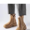 Beige Boots in Women`s Ankle Boots & Booties with Fabric and Heel Height