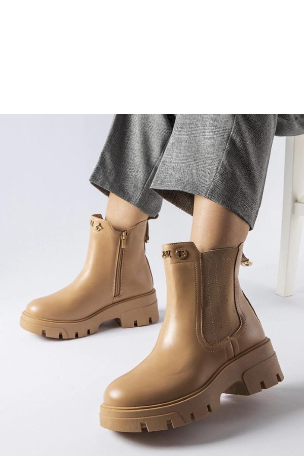Beige Boots in Women`s Ankle Boots & Booties with Fabric and Heel Height