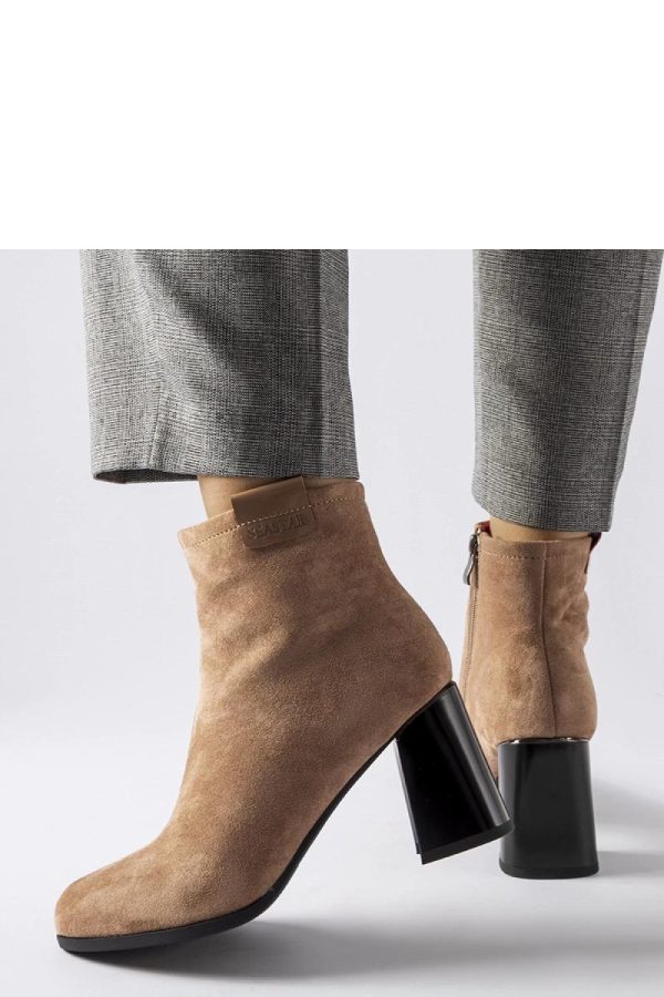 Beige Heel Boots...Fabric and Heel Height