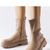 1055522 Beige Boots.Fabric and Heel Height
