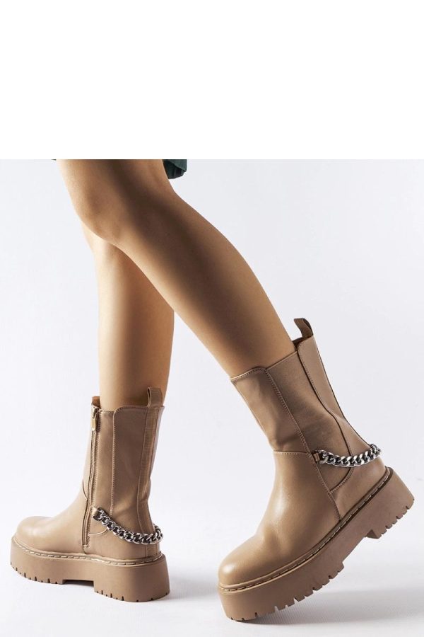 Beige Boots.Fabric and Heel Height