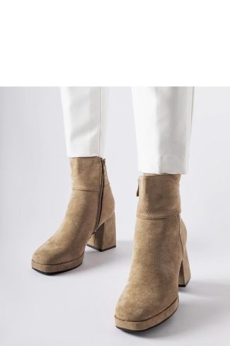 Beige Heel Boots...Fabric and Heel Height