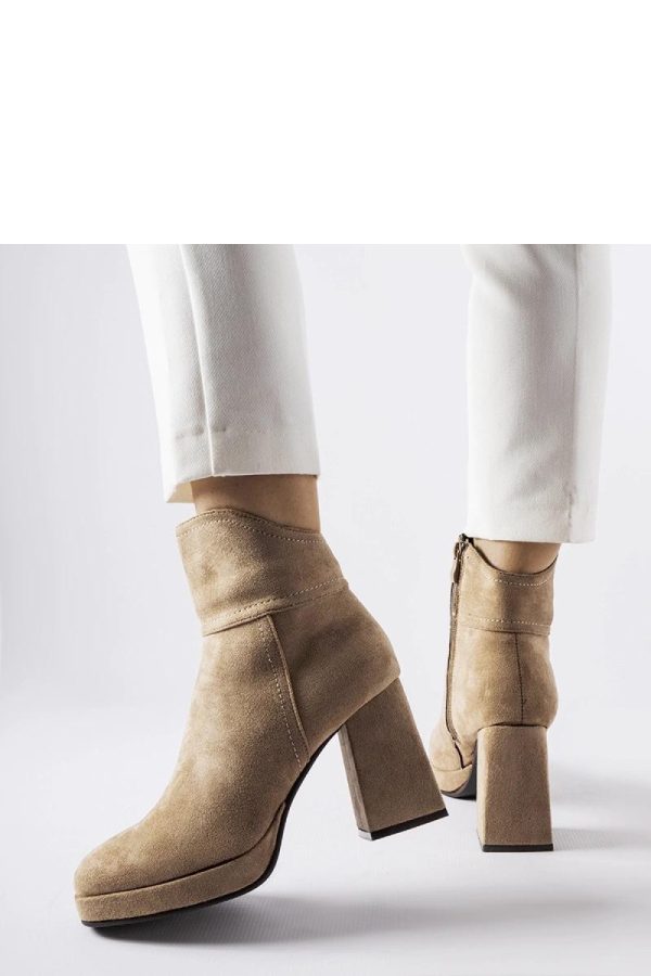 Beige Heel Boots...Fabric and Heel Height