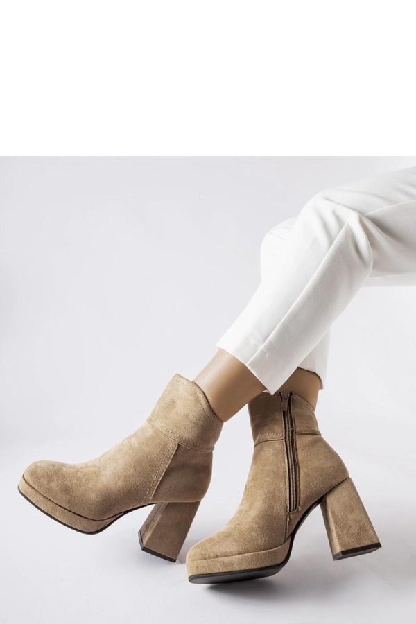 Beige Heel Boots...Fabric and Heel Height