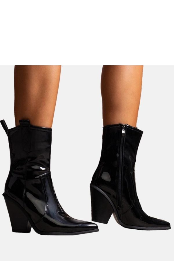 Black Heel Boots.Heel Height