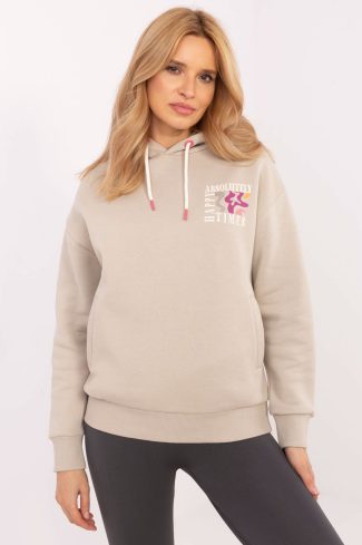 Beige Sweatshirt in Sweatshirts For Women with Cotton and Polyester