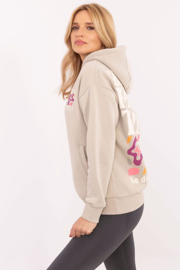 Beige Sweatshirt in Sweatshirts For Women with Cotton and Polyester