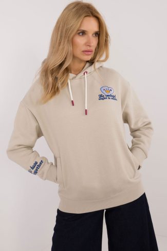 Beige Sweatshirt in Sweatshirts For Women with Cotton and Polyester
