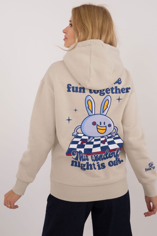 Beige Sweatshirt in Sweatshirts For Women with Cotton and Polyester