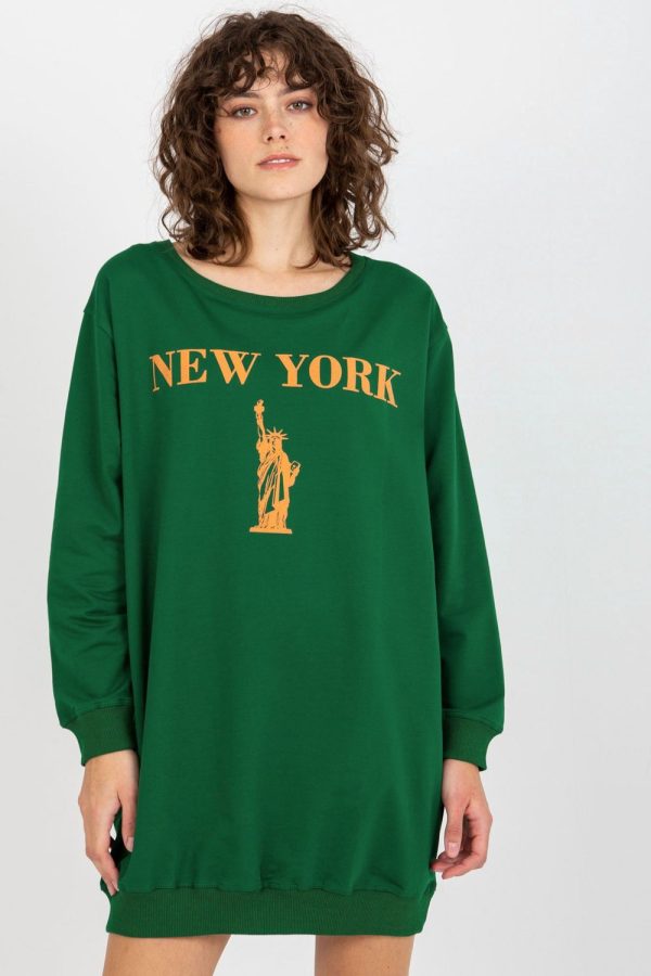Green Sweatshirt in Sweatshirts For Women with Cotton, Spandex and Polyester