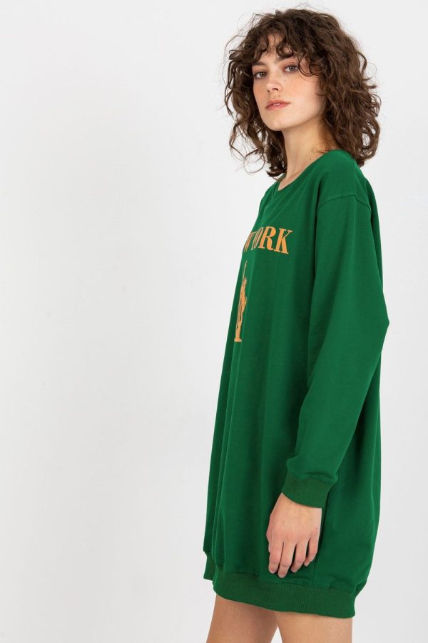Green Sweatshirt in Sweatshirts For Women with Cotton, Spandex and Polyester