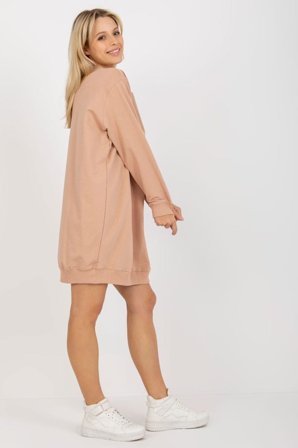 Beige Sweatshirt in Sweatshirts For Women with Cotton, Spandex and Polyester