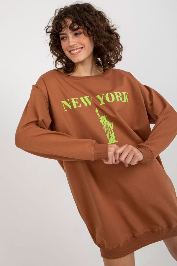 Green Sweatshirt in Sweatshirts For Women with Cotton, Spandex and Polyester