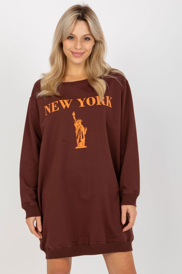 Brown Sweatshirt in Sweatshirts For Women with Cotton, Spandex and Polyester