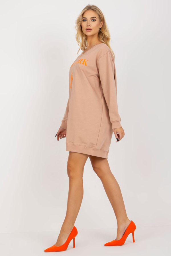 Beige Sweatshirt in Sweatshirts For Women with Cotton, Spandex and Polyester