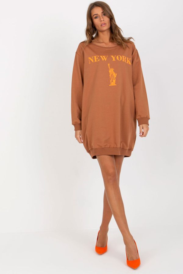 Brown Sweatshirt in Sweatshirts For Women with Cotton, Spandex and Polyester