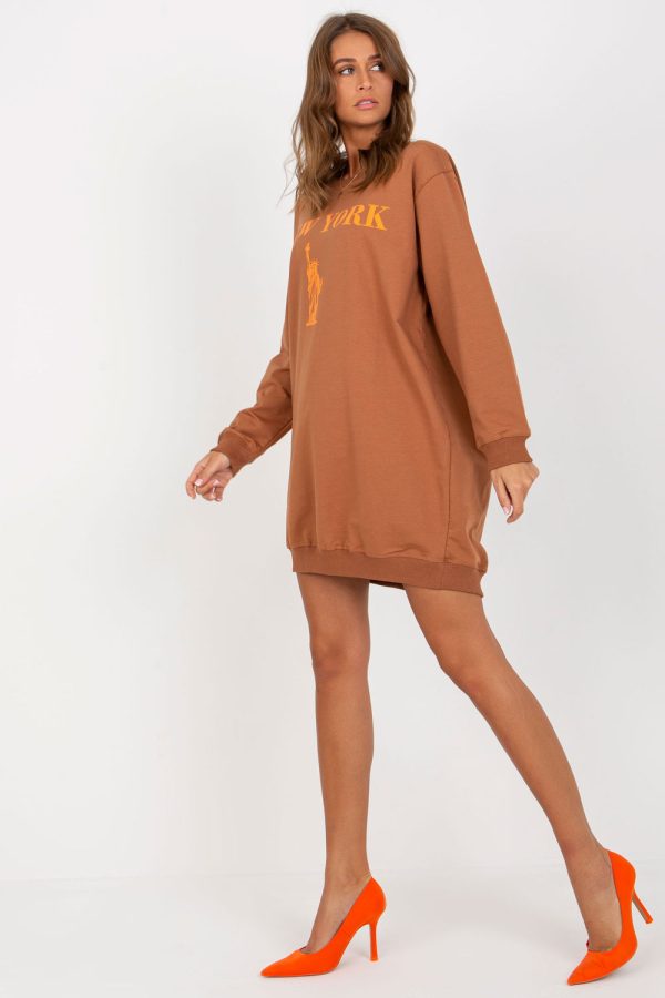 Brown Sweatshirt in Sweatshirts For Women with Cotton, Spandex and Polyester