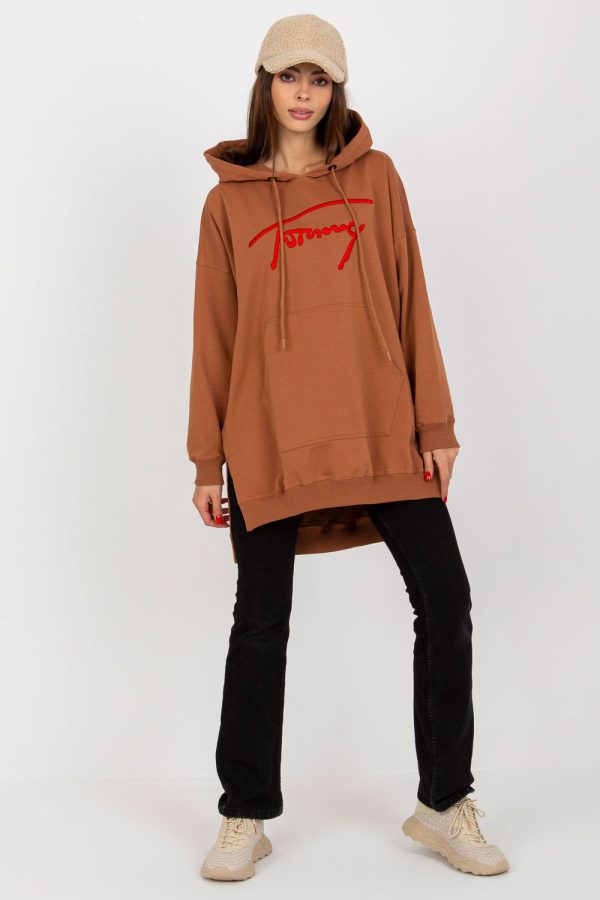 Brown Sweatshirt in Sweatshirts For Women with Cotton, Spandex and Polyester