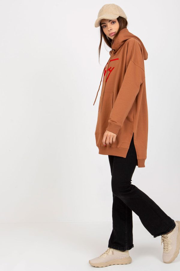 Brown Sweatshirt in Sweatshirts For Women with Cotton, Spandex and Polyester